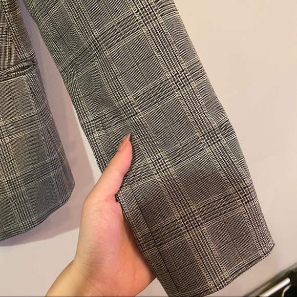 CALVIN KLEIN Womens Gray Embellished Plaid Blazer Jacket Petites Size 4P - Picture 6 of 6